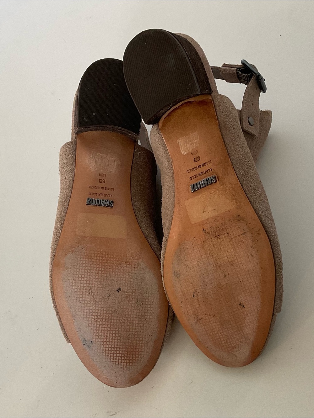 SCHUTZ Slingback Peep-Toe Tan Suede Booties Size 8 - Picture 7 of 11